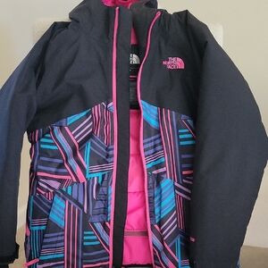 The North Face Kids' Black and Pink Raincoat